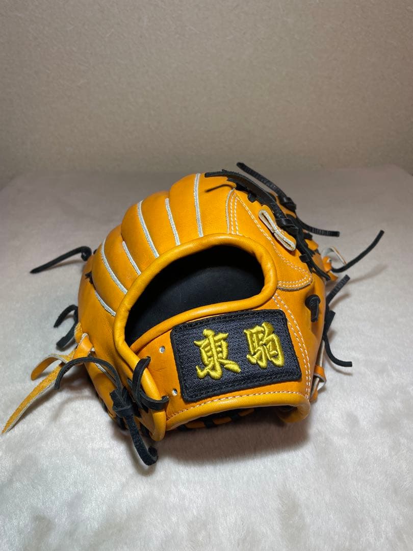 野球　オレンジ レザー 硬式グローブ　東駒