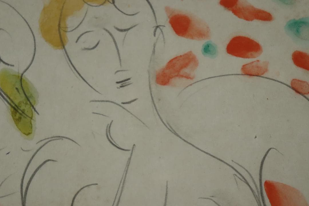 真作保証 井上長三郎 「レダ」 水彩 肉筆 色紙額装 自由美術家協会会員