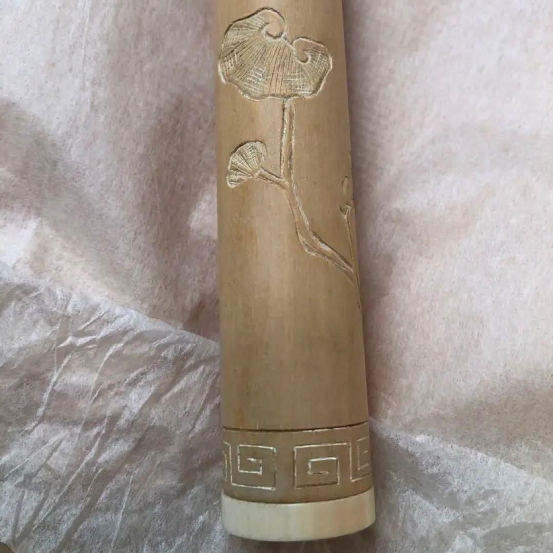 香筒　柘植材　完斉氏作　30㎝