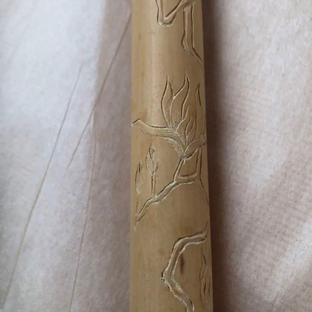 香筒　柘植材　完斉氏作　30㎝