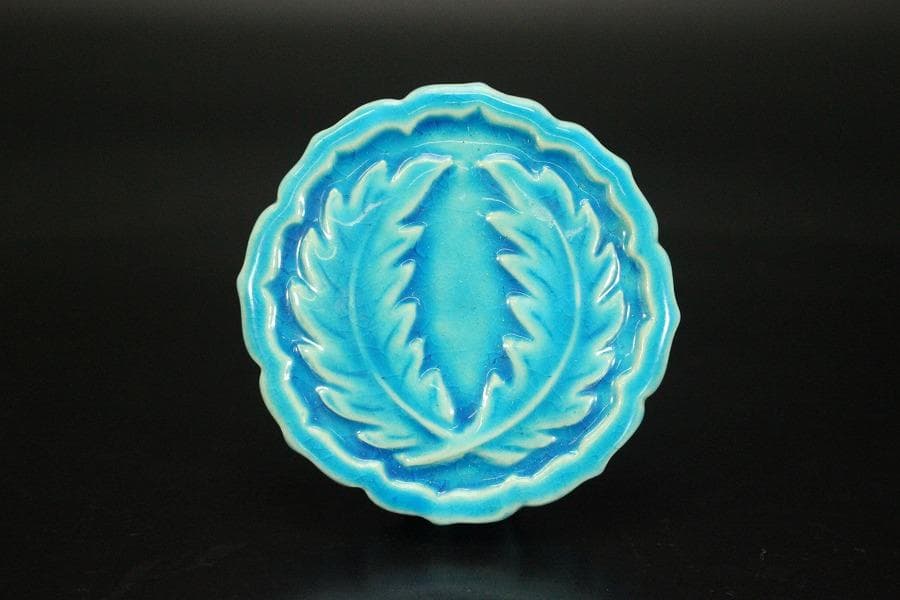 茶道具 浅黄交趾 香合 木箱付(メ1131)