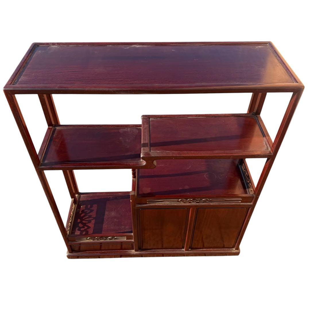 唐木家具 飾り棚 和モダン 違い棚 収納付き 昭和レトロ