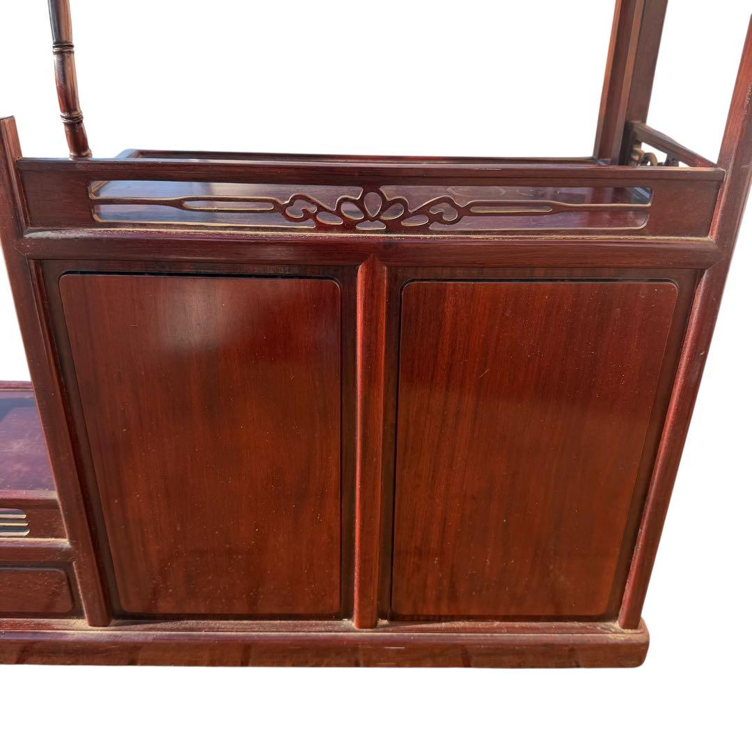 唐木家具 飾り棚 和モダン 違い棚 収納付き 昭和レトロ