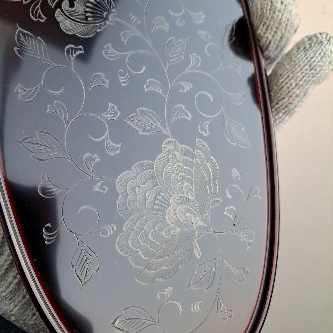 【輪島塗　五島屋謹製　兼用皿×2客】布着本堅地　溜呂塗　沈黒\"西村国峰作　長期品