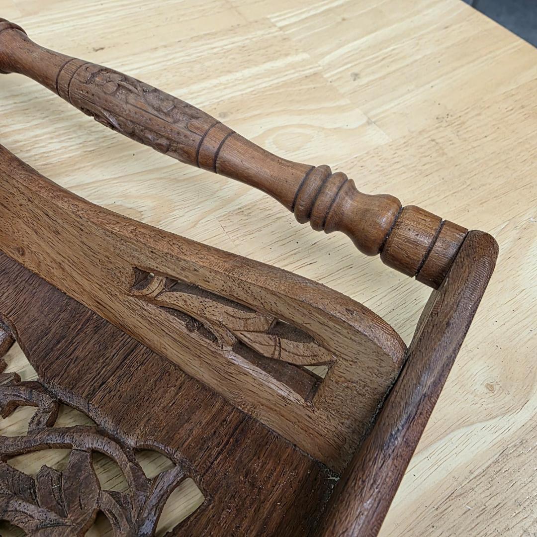 アンティークトレイ 木製彫刻トレイ 木製トレー 木製おしぼりトレイ おしゃれ