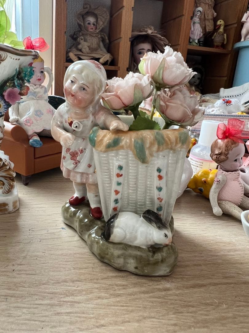 【アンティーク】Conta & Boehme 女の子とうさぎ マッチホルダー