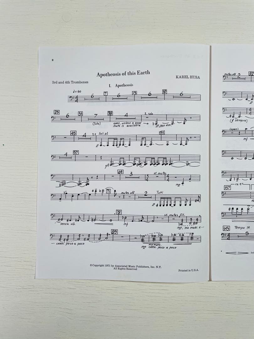 KAREL HUSA Apotheosis of this Earth吹奏楽楽譜