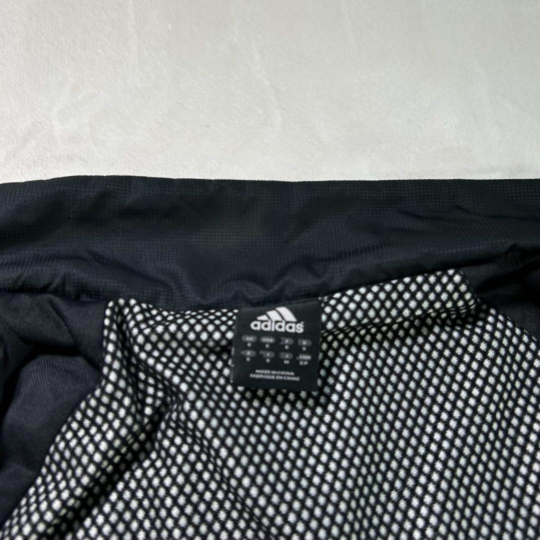 【adidas】ベンチコート　ワンポイントロゴ刺繍　3本ライン　メンズS 黒