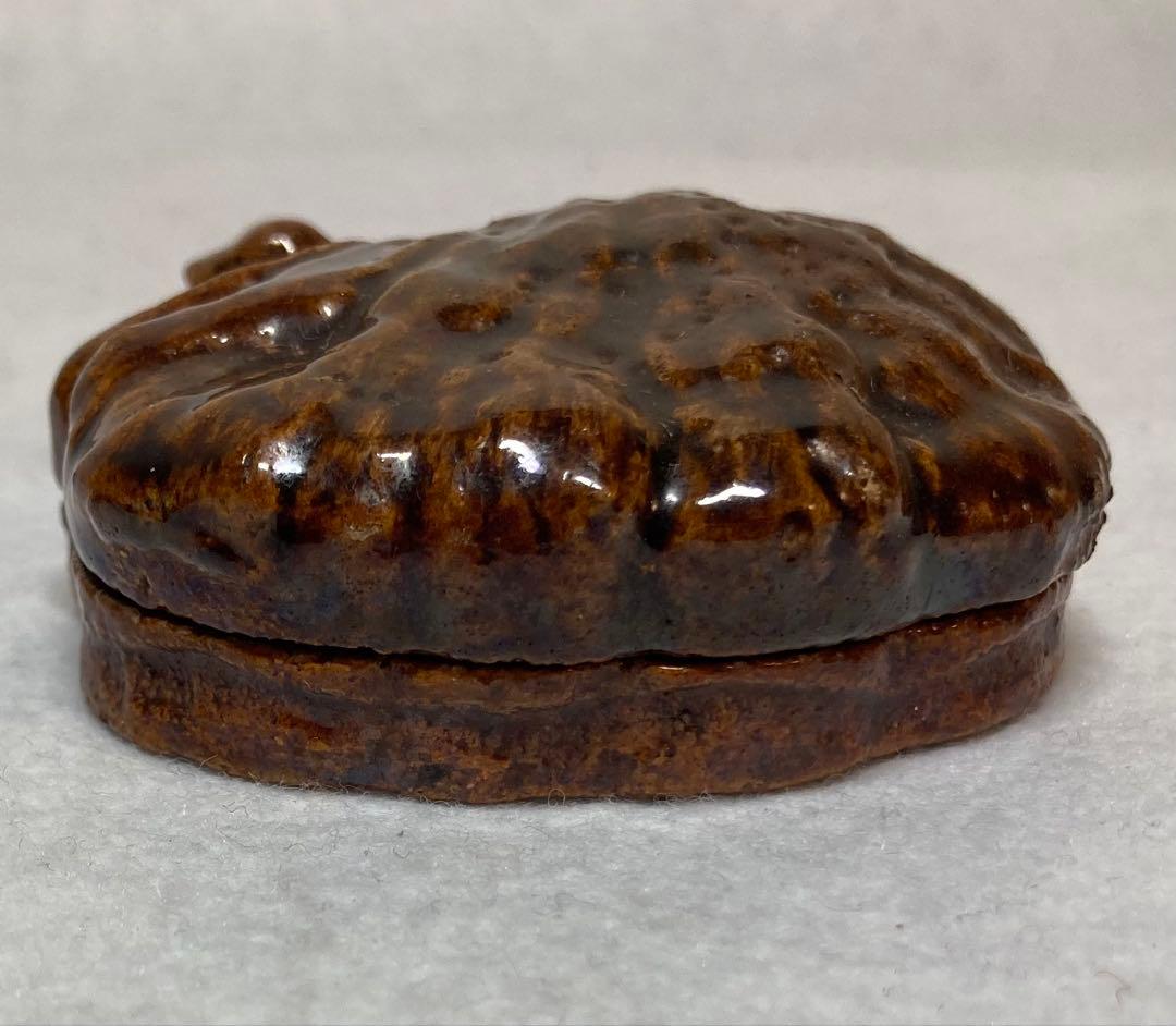 B313h 「大樋焼 霊芝香合」前大徳誡堂箱書付桐箱　香道具　茶道具