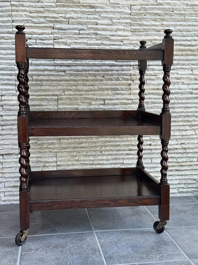 売約済み　英国　アンティーク トローリー メンテナンス済み　オーク材 ワゴン