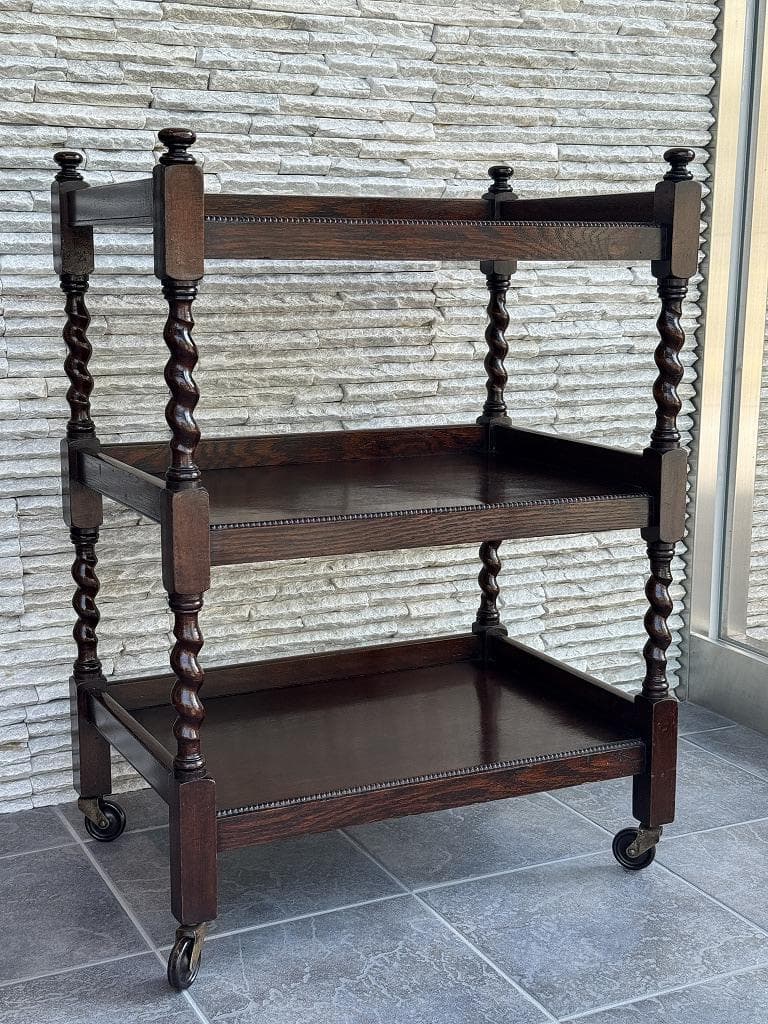 売約済み　英国　アンティーク トローリー メンテナンス済み　オーク材 ワゴン