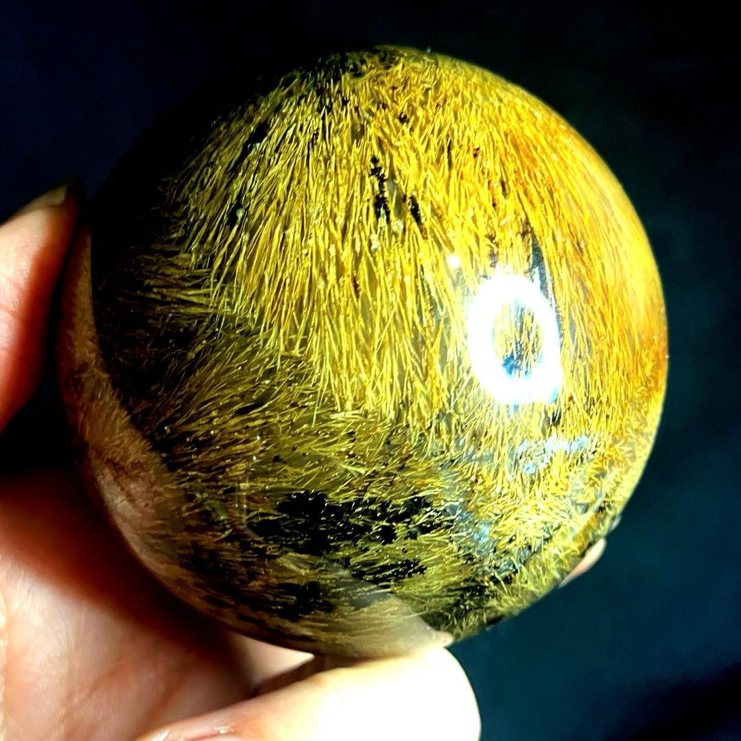 超大玉　65mm ゴールドスモーキールチルクォーツ　金針水晶　パワーストーン