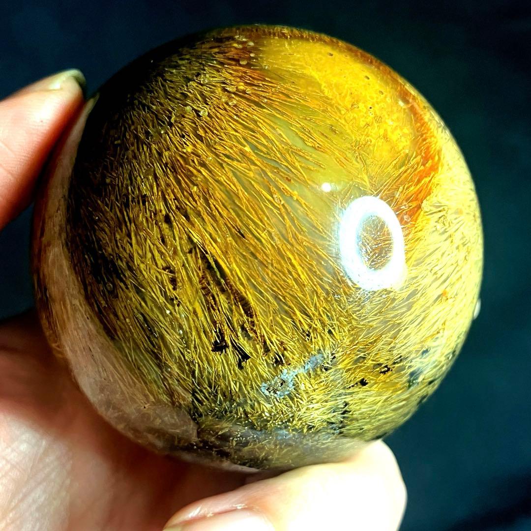 超大玉　65mm ゴールドスモーキールチルクォーツ　金針水晶　パワーストーン