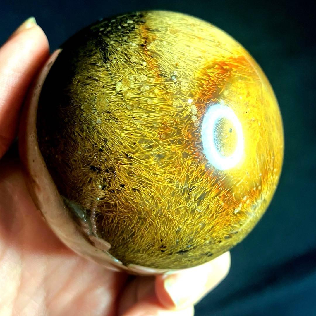 超大玉　65mm ゴールドスモーキールチルクォーツ　金針水晶　パワーストーン