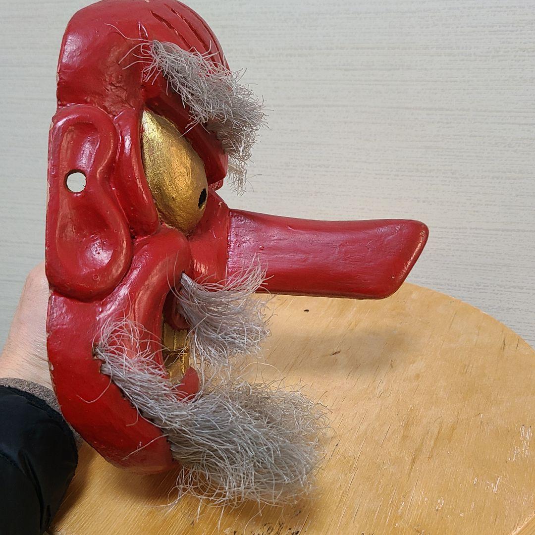 天狗面　木彫　お面　神楽　天狗