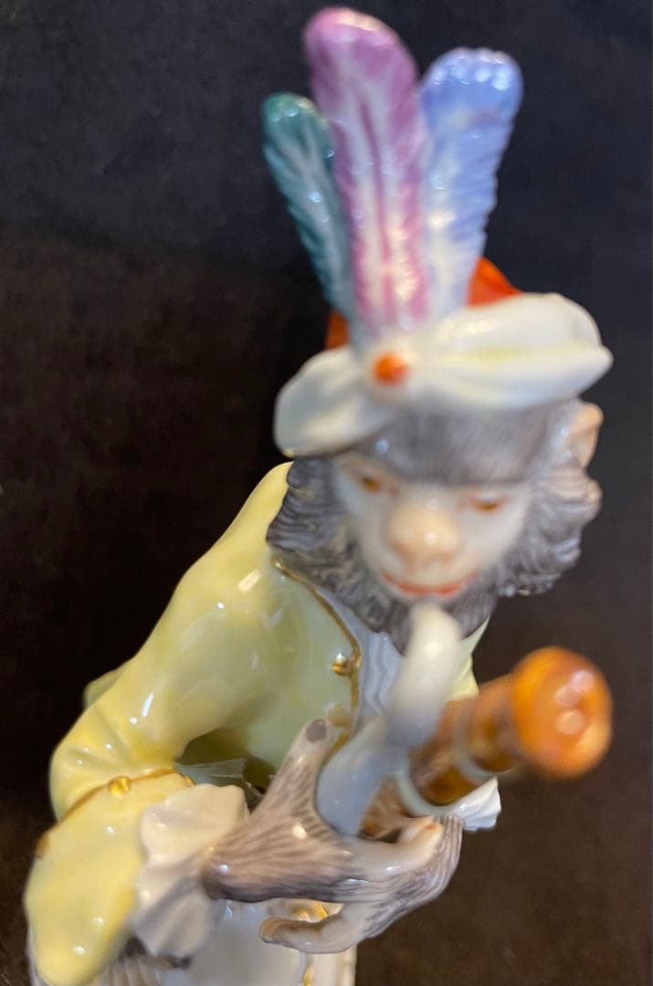 【美品】マイセン 猿の楽団 ファゴット イエロージャケットフィギュリン 1級品