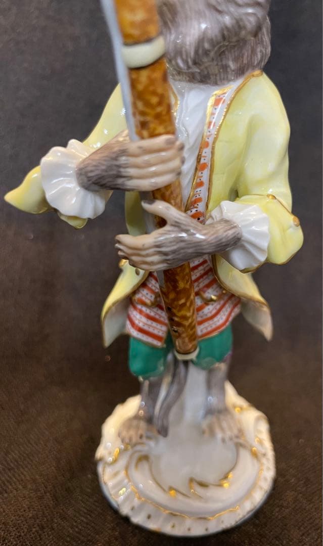 【美品】マイセン 猿の楽団 ファゴット イエロージャケットフィギュリン 1級品