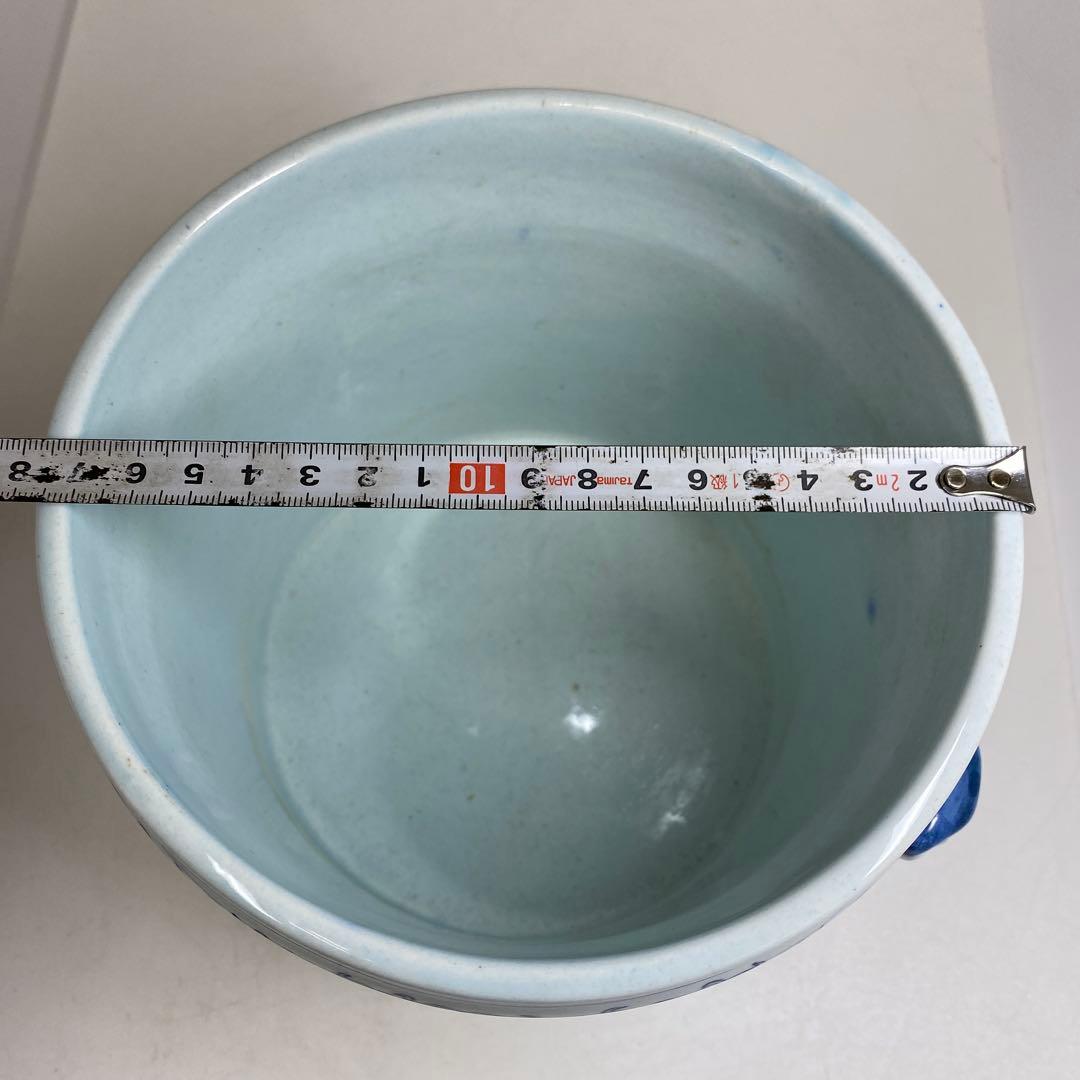 中国清時代　オランダ写青花　水指　高さ約15.8㎝　東さ7-0616☆2F