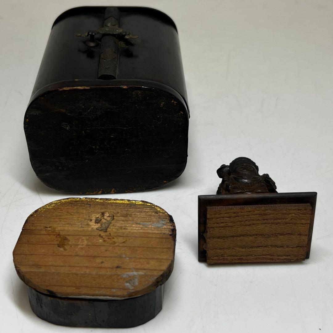 江戸初期 木彫大黒天 厨子入 東キ8-0204☆2F