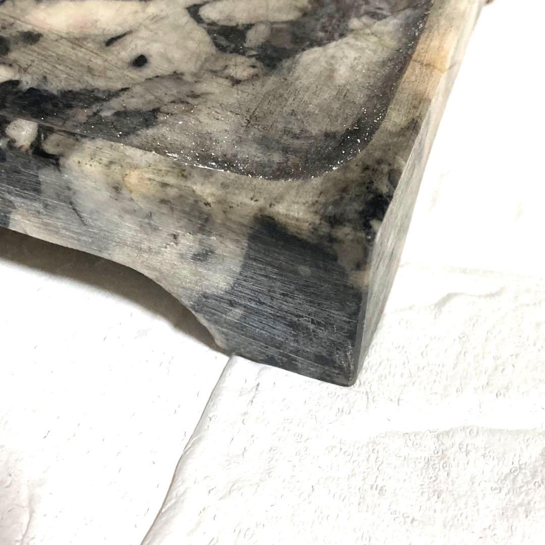 豆斑玉石の古硯　豆斑美石　硯　3点足