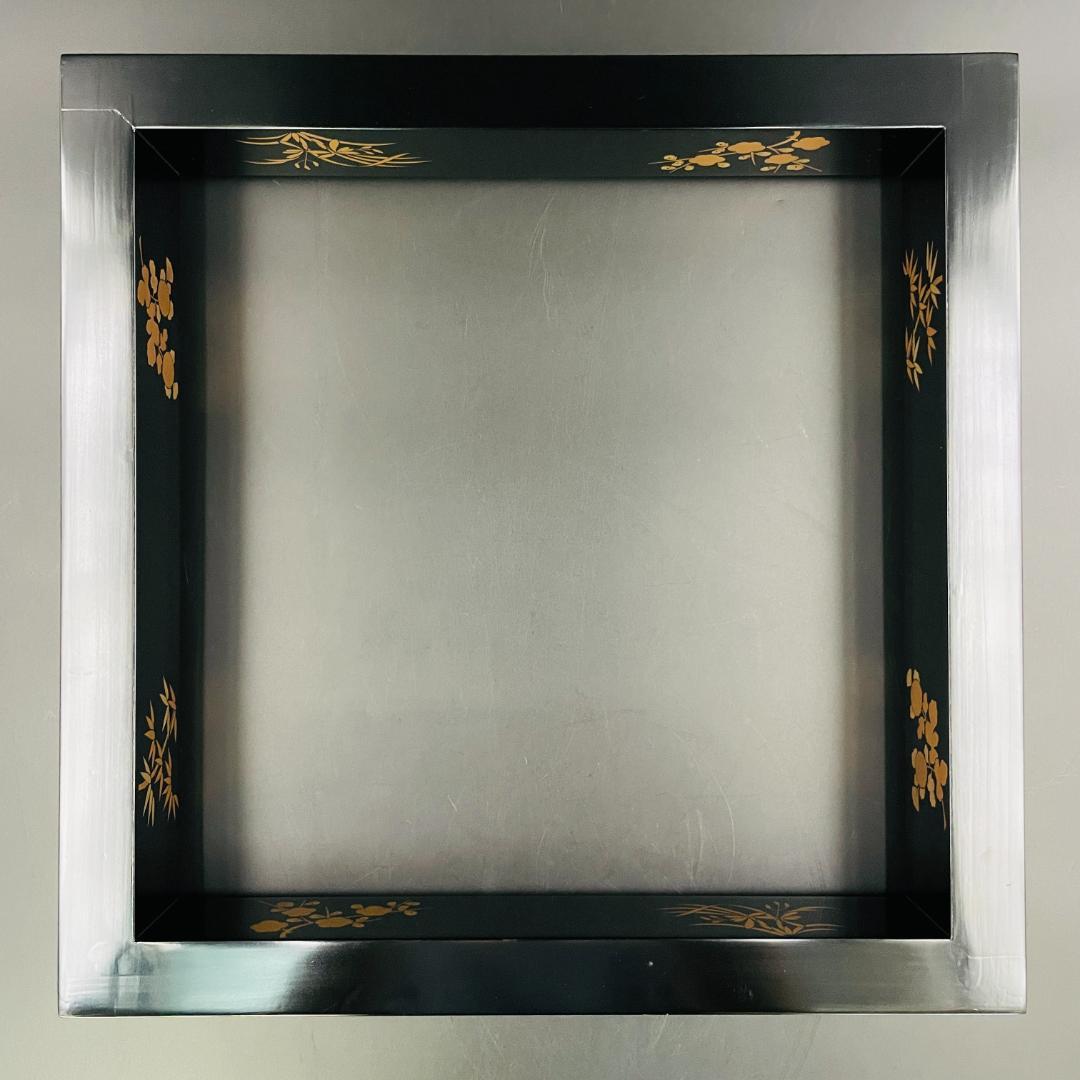 【未使用保管品】高台寺蒔絵 四君子文 黒塗 炉縁 茶道具 箱付き