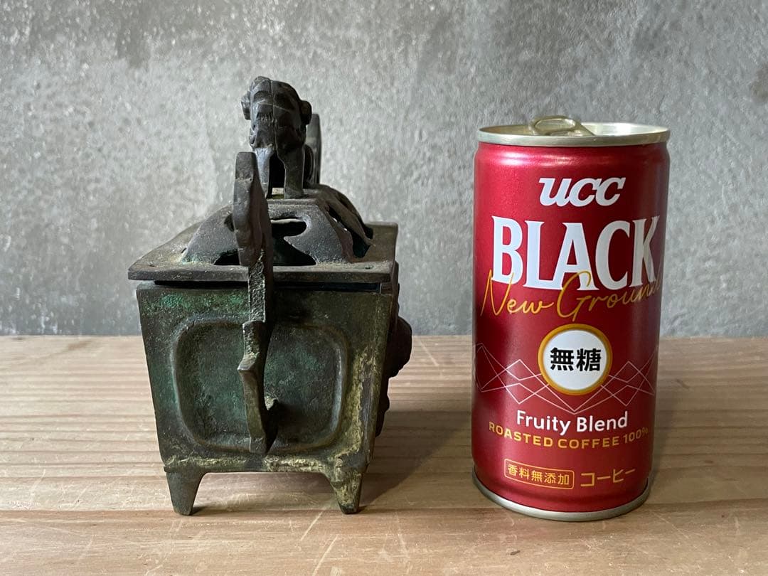 香炉【m193 お香　骨董　大明宣徳年製　仏具　ヨガ　スピリチュアル　獅子　龍】