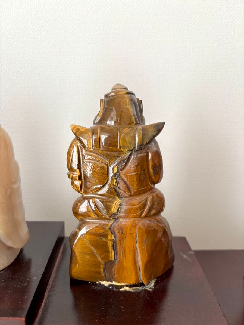 #七福神 天然石彫刻像 7体セット 木製台付き