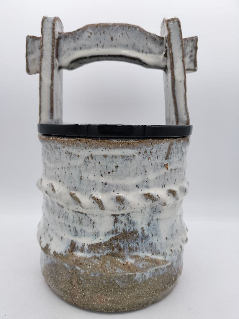 c912 水指 萩手桶割蓋付 司希衛門 木箱 茶道具 古物