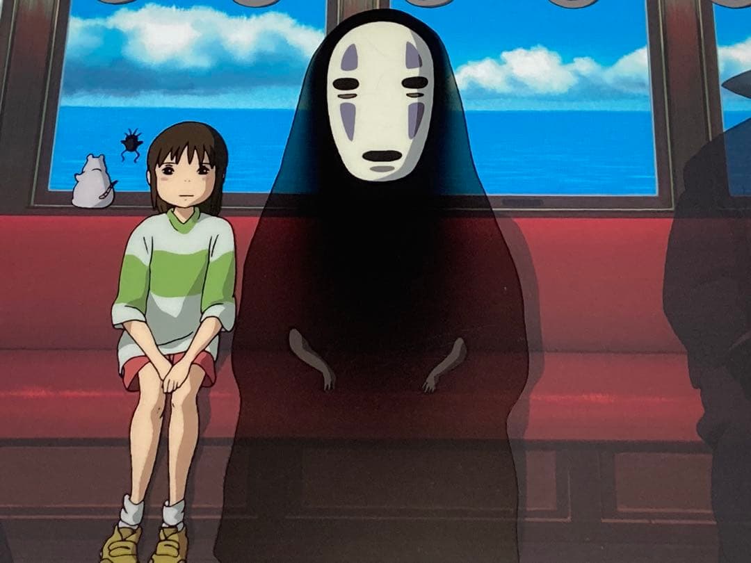 d１　千と千尋の神隠し非売品セル画【千尋とカオナシ】額・背景画付き