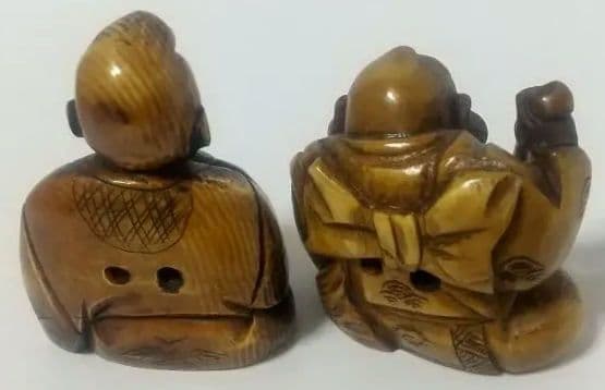 江戸根付 骨董 ２種 天然素材 在銘