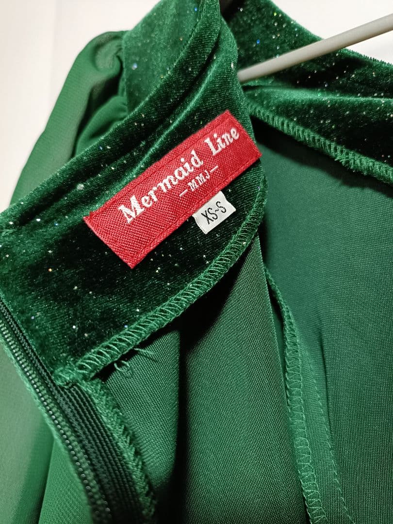 ☆新品未使用☆MMJ　フラドレス　XS-Sサイズ　ベロア　ラメ入　濃いグリーン
