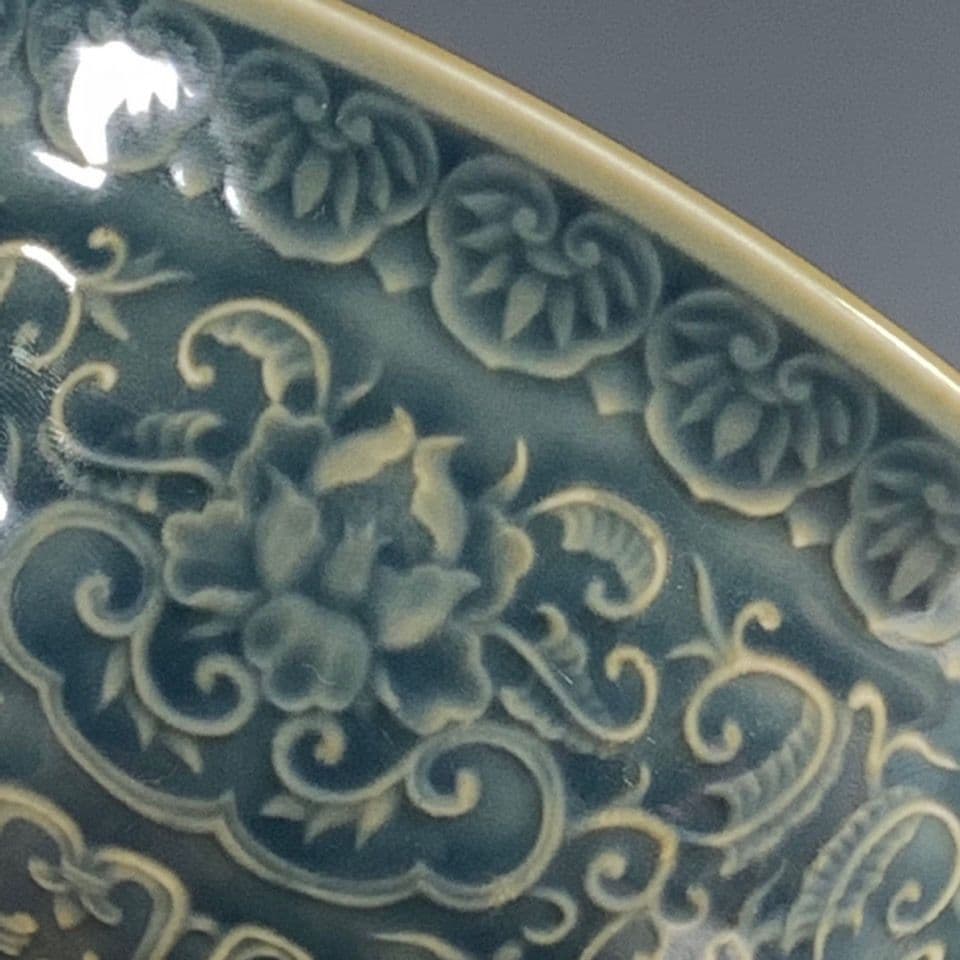 大清康煕緑釉霽紅釉碗  工芸品 美術品 置物