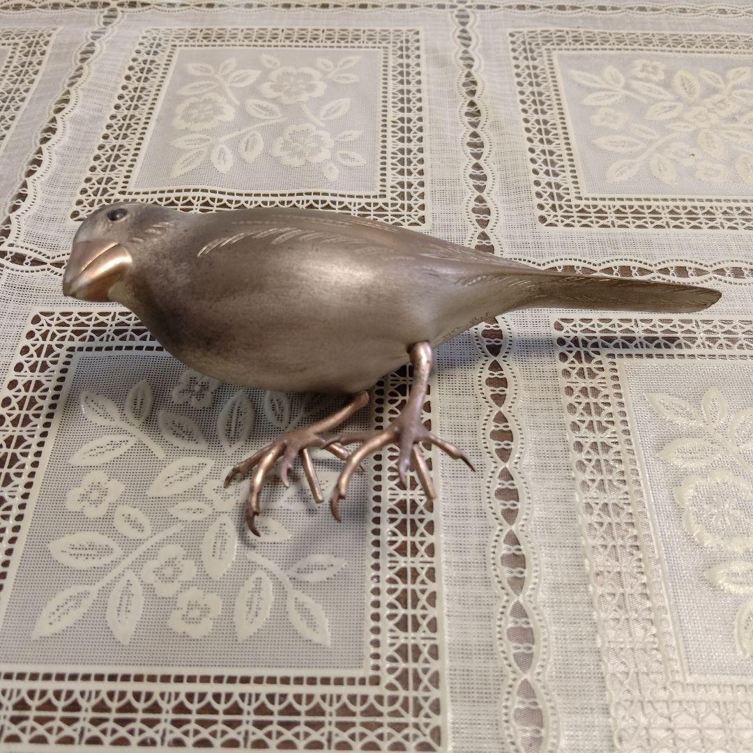 加納晴雲作　彫金　象嵌『鶯』