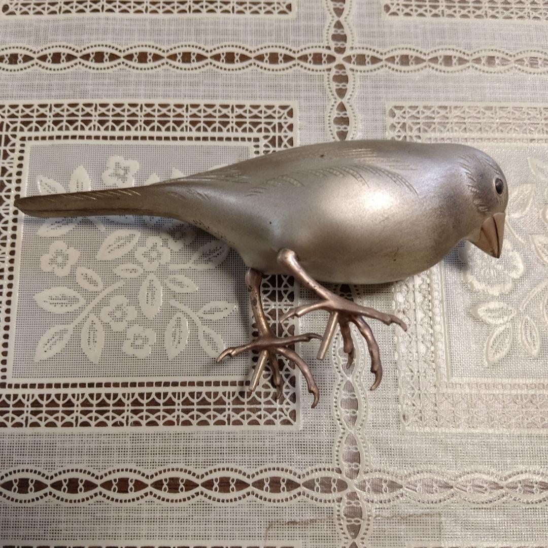 加納晴雲作　彫金　象嵌『鶯』