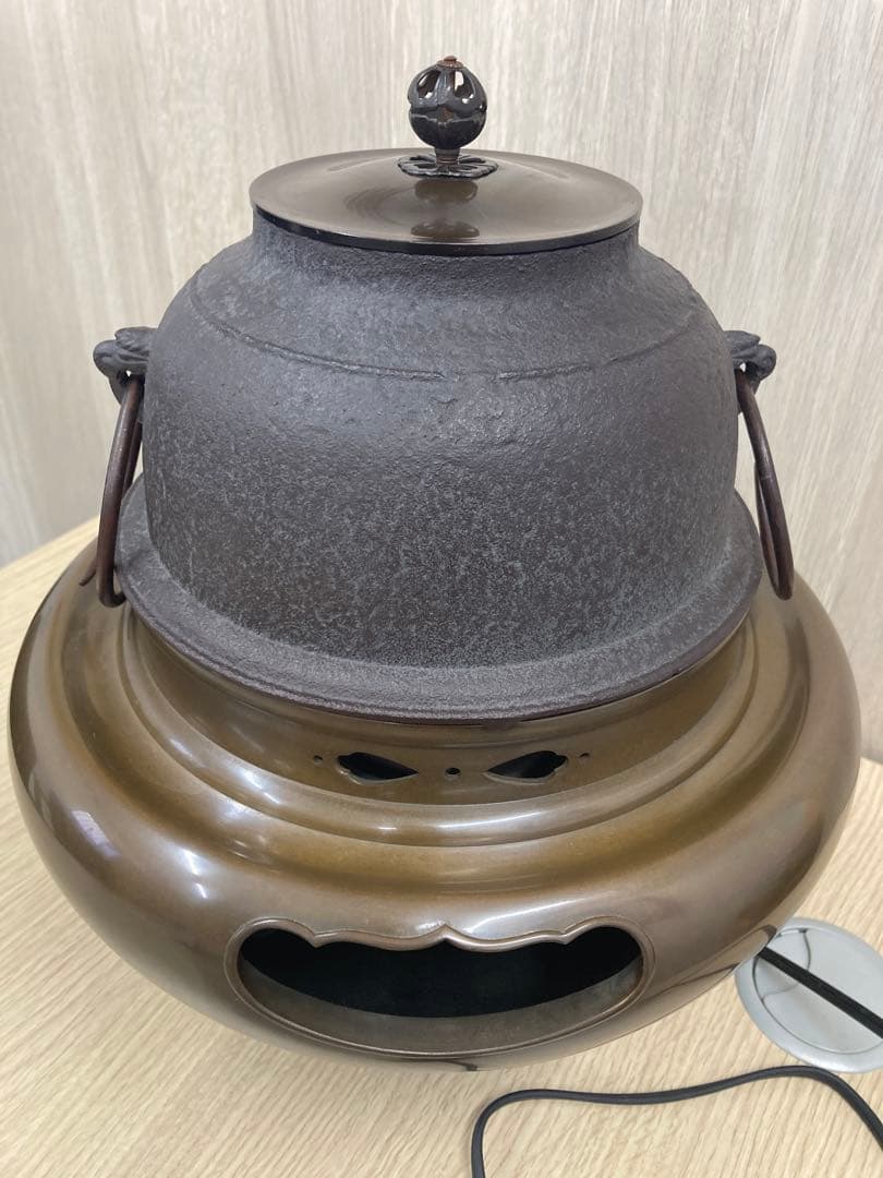 コンロ動作確認済み！　唐銅 風炉 風炉釜 茶釜 茶道具