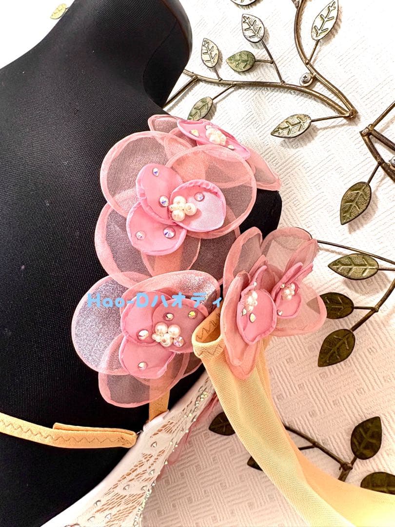 新品★ダンスドレス★スタンダード★社交ダンス★競技会★パーティー★花★バイカラー