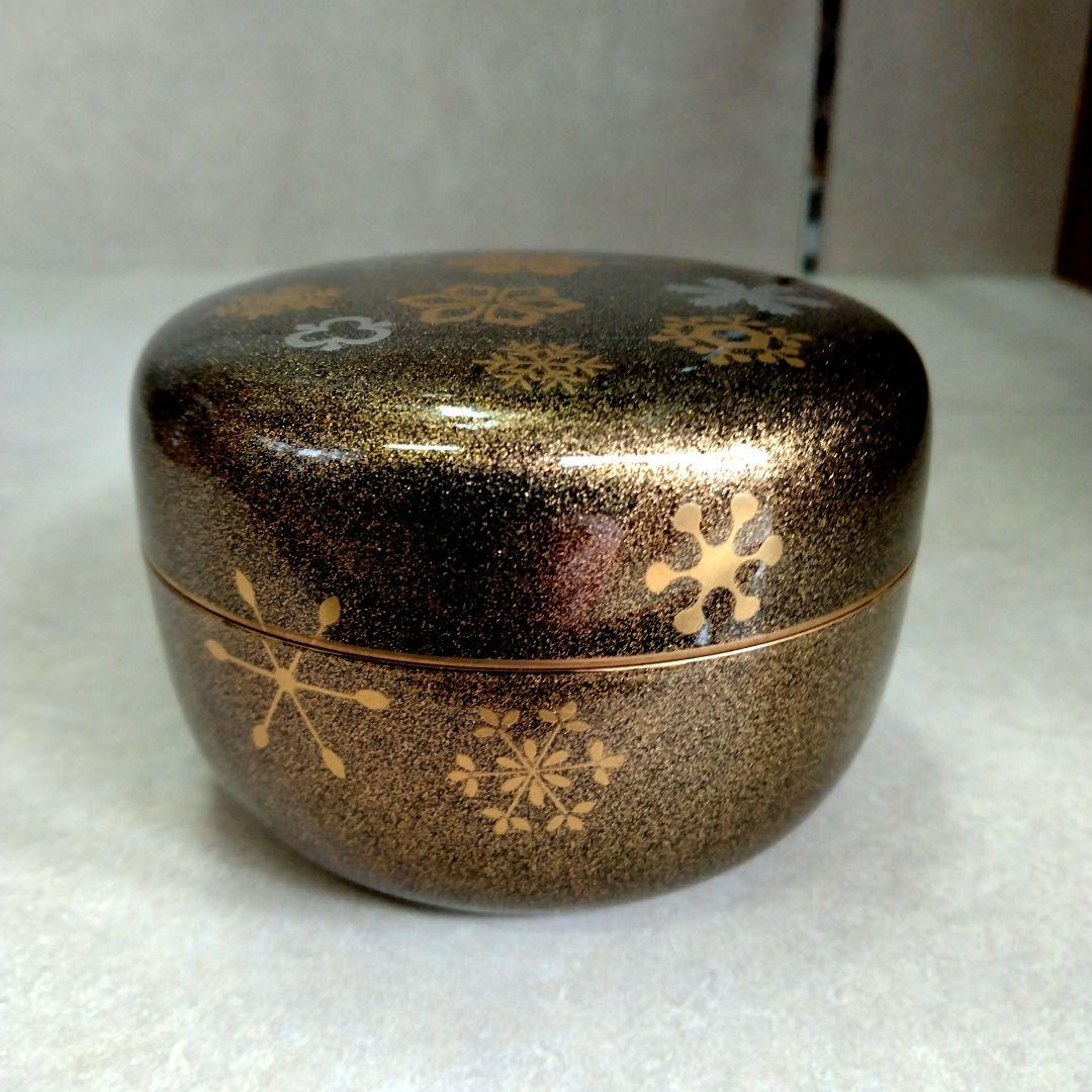茶道具　期間限定特価　梨子地　雪華蒔絵平棗　　新品未使用品