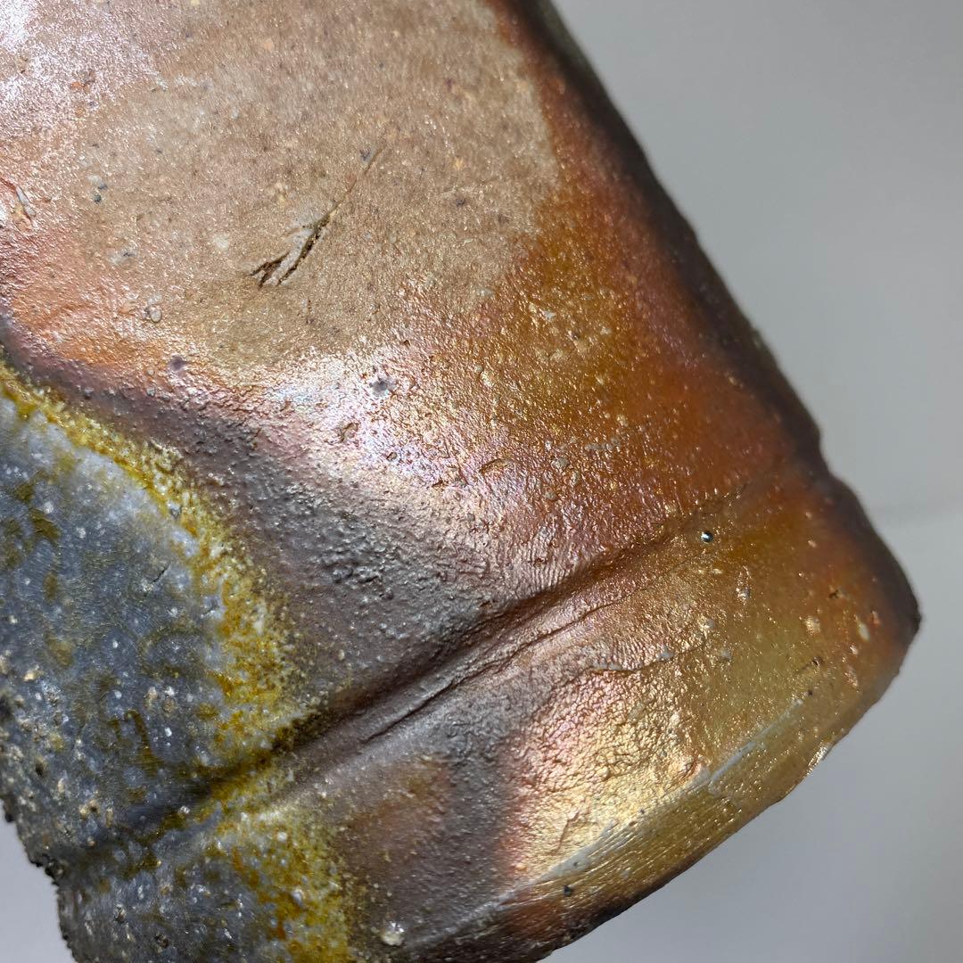 専用　藤原啓　最上位の備前窯変花入　共箱　高さ23.5㎝　東Y6-1007☆2F