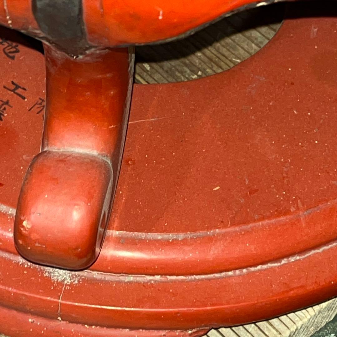 アンティーク　塗り物　漆　りん　台　けいす　木製　特大 おりん　仏具