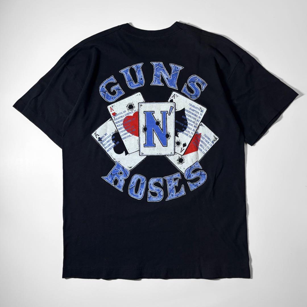 本物 レアカラー 90’s Guns N' Roses 拳銃×トランプ×薔薇 T