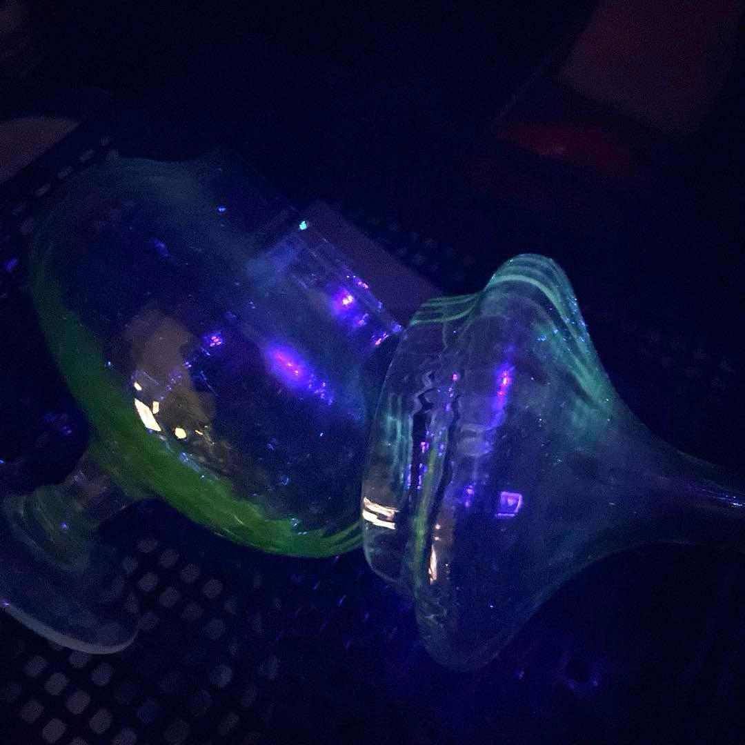 骨董　時代ガラス　ライムグリーン　ボンボニエール 菓子器　キャニスター