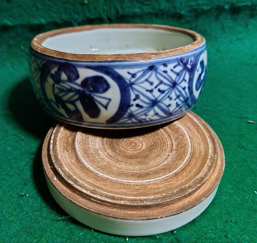 硯　陶器製　中国製　染付　書道