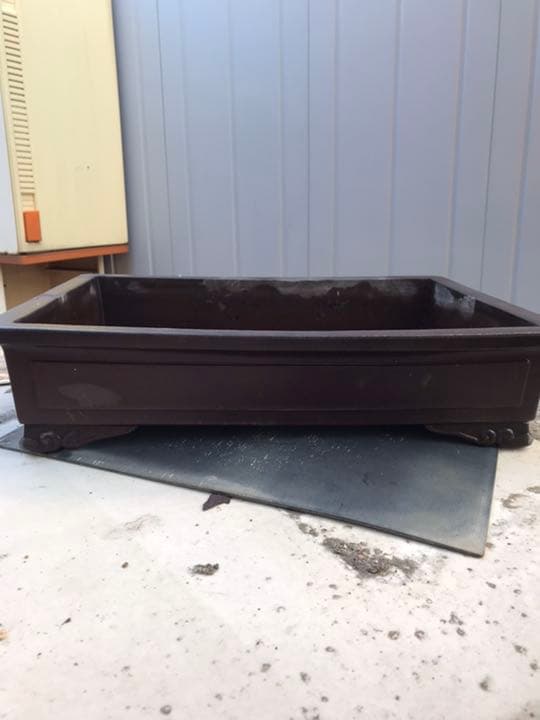 盆栽鉢　時代大きな水庄園長方鉢42x31x10cm窓付き雲足