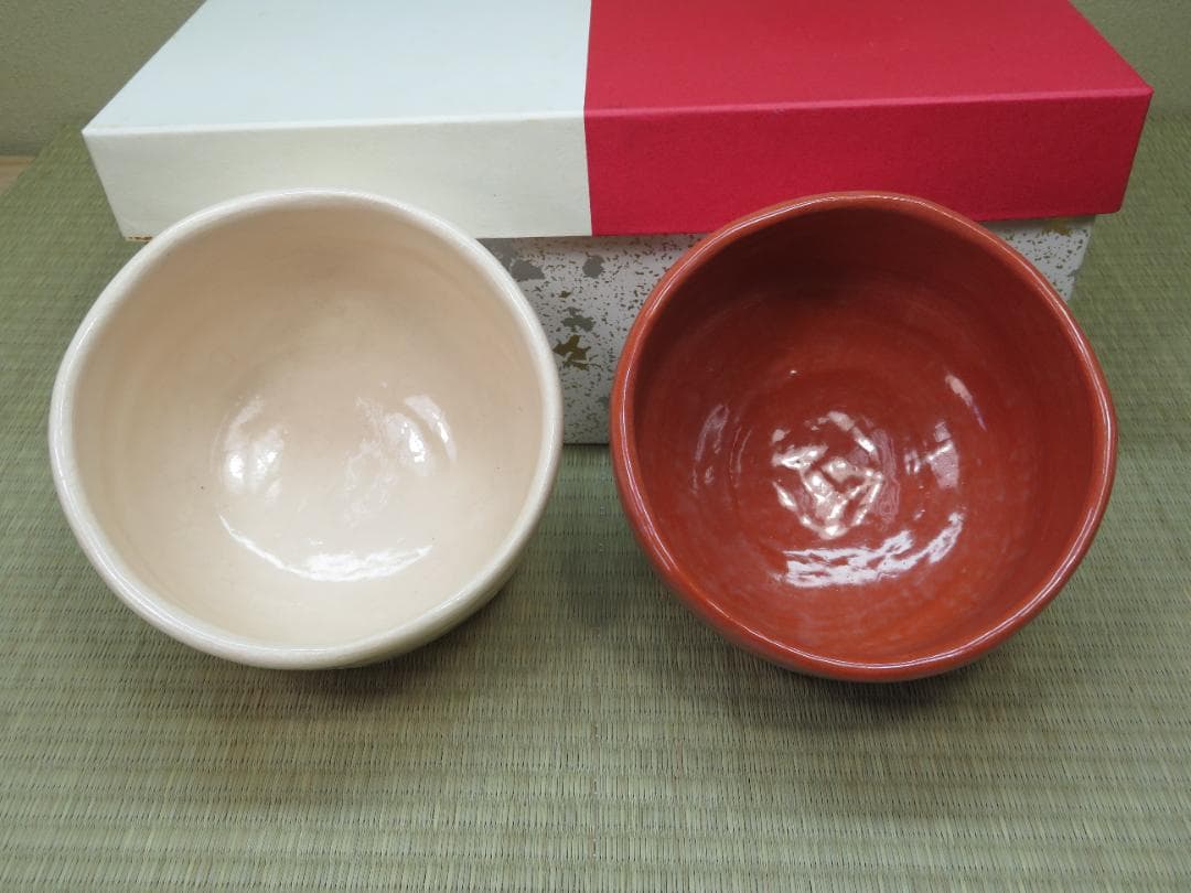 楽焼茶碗　紅白一双茶碗