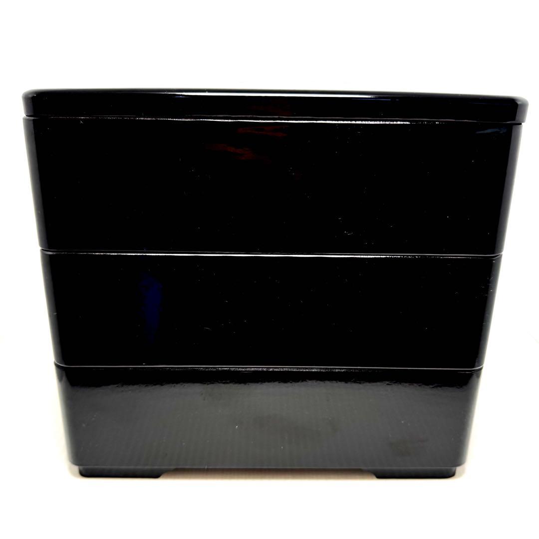 会津塗 三段重 松峯作 天然木 黒内朱 沈金 蒔絵 重箱 漆器 伝統工芸