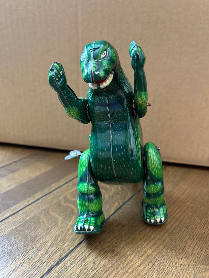 【新品】ビリケン商会 ゼンマイ歩行ブリキ ゴジラ グリーン
