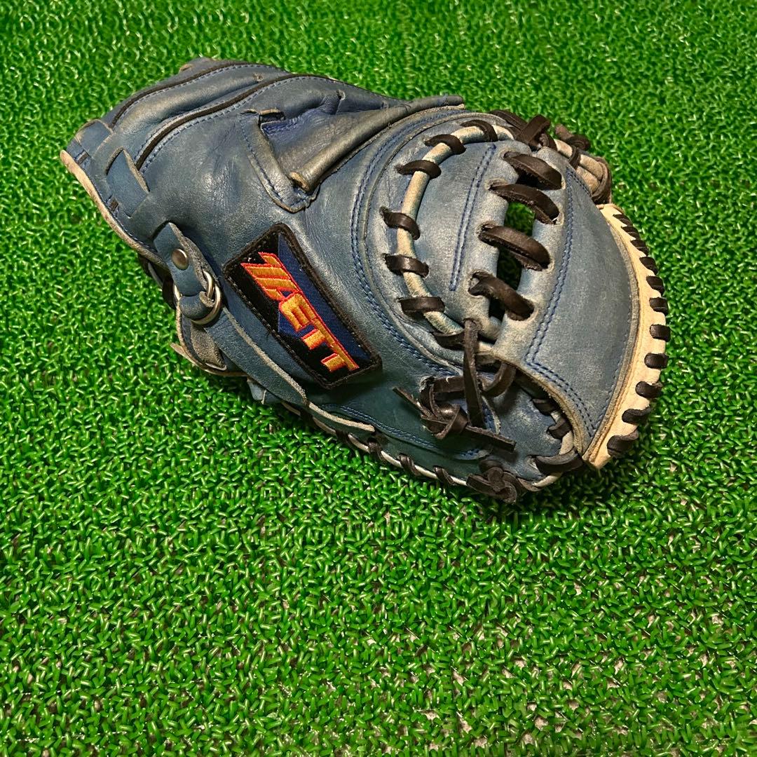 ゼット 日本製 旧ラベル 軟式キャッチャーミット ブルー