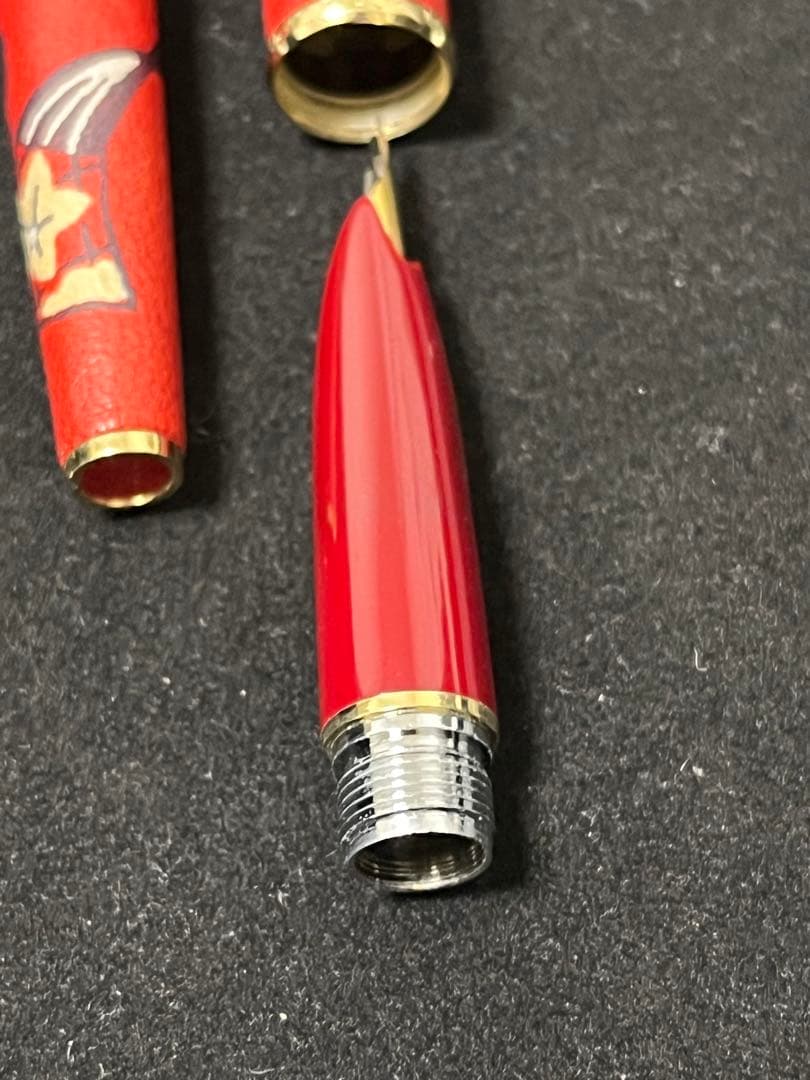 拓*海様 PLATINUM 万年筆 本革製 赤　和柄　ヴィンテージ