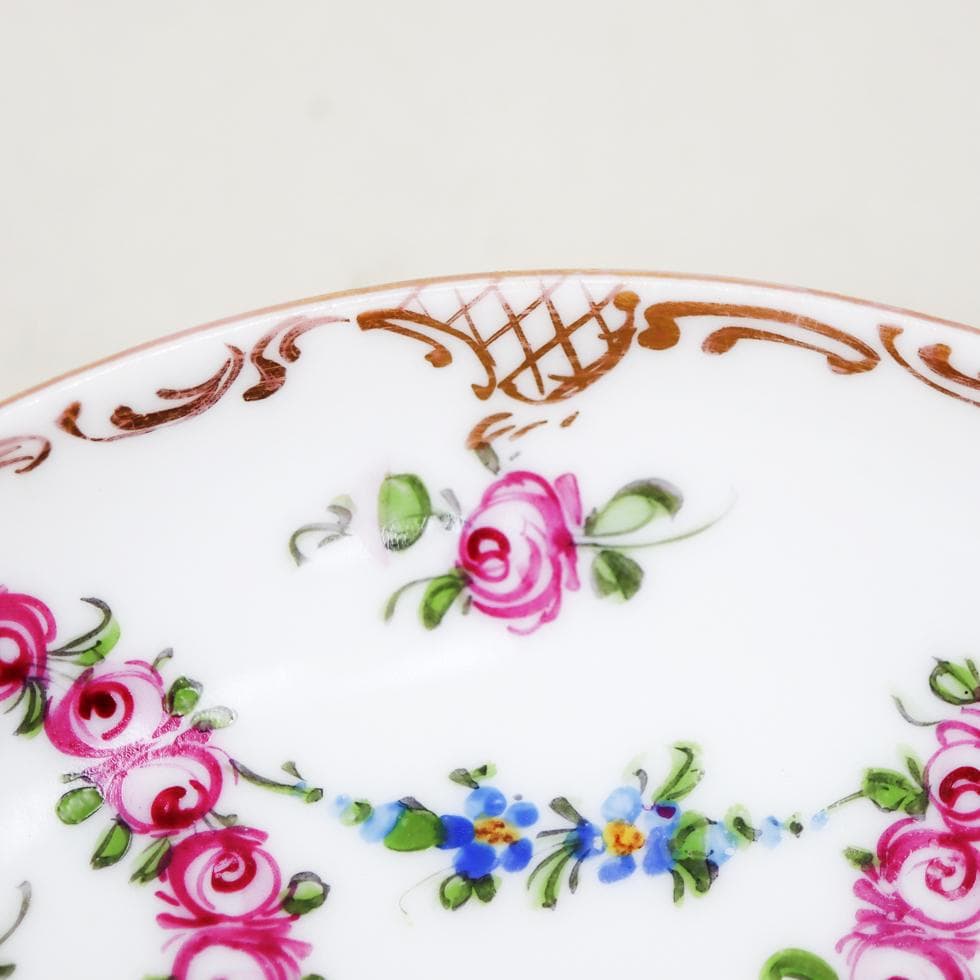 DRESDEN PORCELAIN 手描き 薔薇 トリオ カップ ソーサー 皿