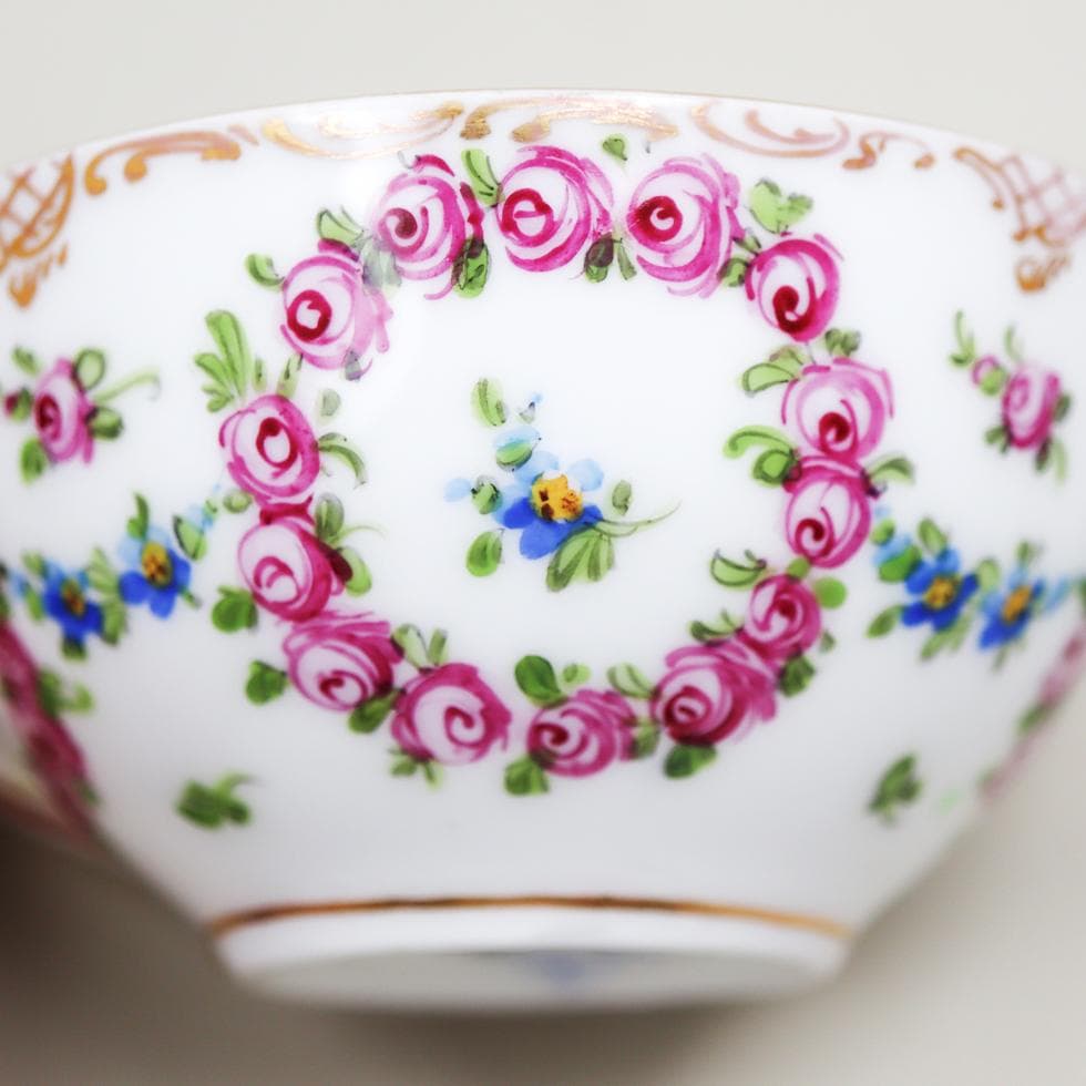 DRESDEN PORCELAIN 手描き 薔薇 トリオ カップ ソーサー 皿